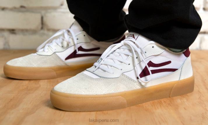 cuero_blanco_burdeos_6xtr64lakai_cambridge.jpg cuero blanco/burdeos 6XTR64Lakai cambridge - Imagen 1